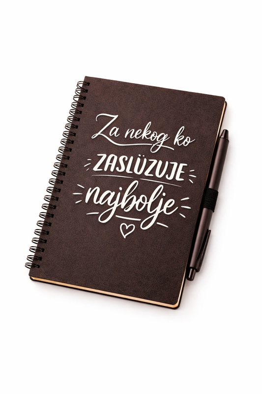 Notes A5 sa koricama od kafe i hemijskom olovkom