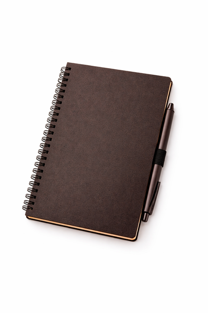 Notes A5 sa koricama od kafe i hemijskom olovkom
