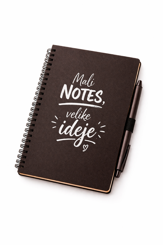 Notes A5 sa koricama od kafe i hemijskom olovkom